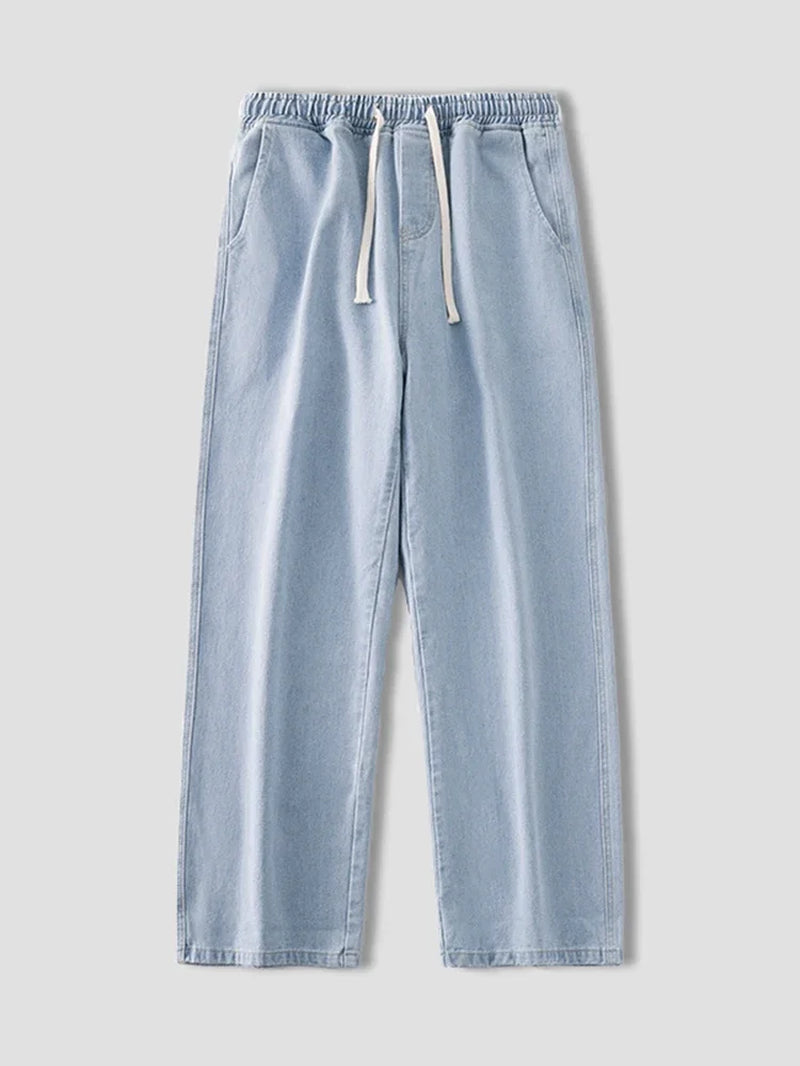 Autumn Korean Fashion Drawstring Y2K Jeans Homme Classic Baggy Straight Wide Leg Pants 2026 New Hip Hop Streetwear Casual Jean